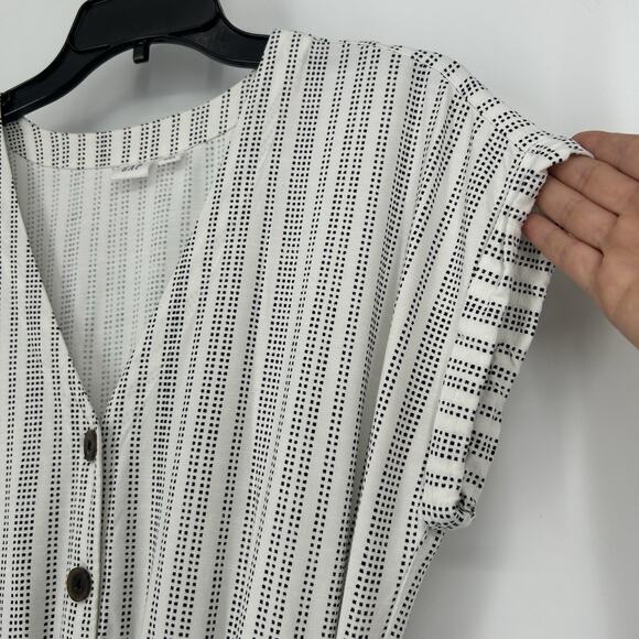 Gap Kimono Jumpsuit White Black Dots Wide Leg Short Sleeve Belted Size S - Picture 3 of 10